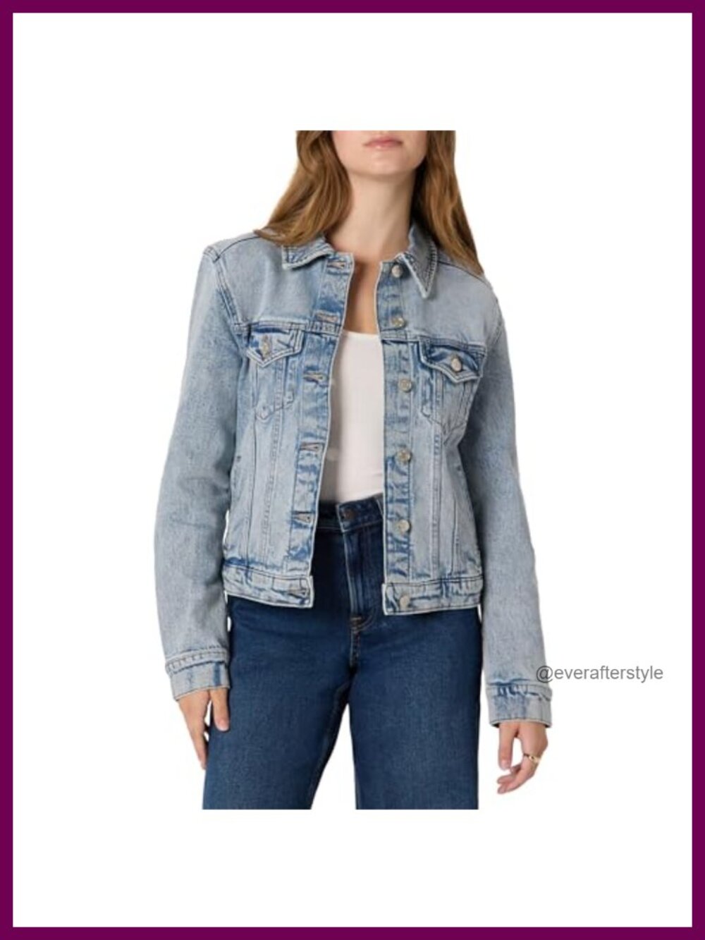 Oversized Rigid Denim Trucker Jacket Midweight Button Front Chest Pockets
